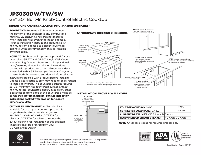 Image de la première page du manuel de l'appareil JP3030TWWW