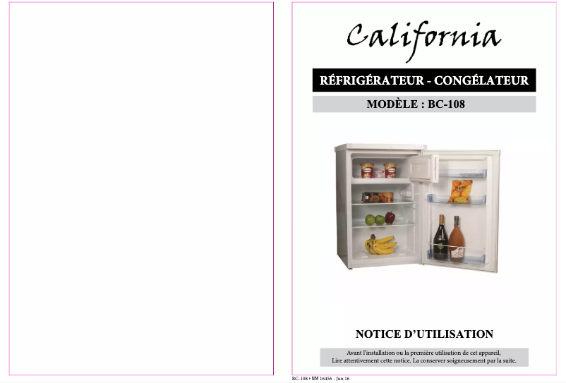 Page n°1 - Manuel utilisateur California BC-108