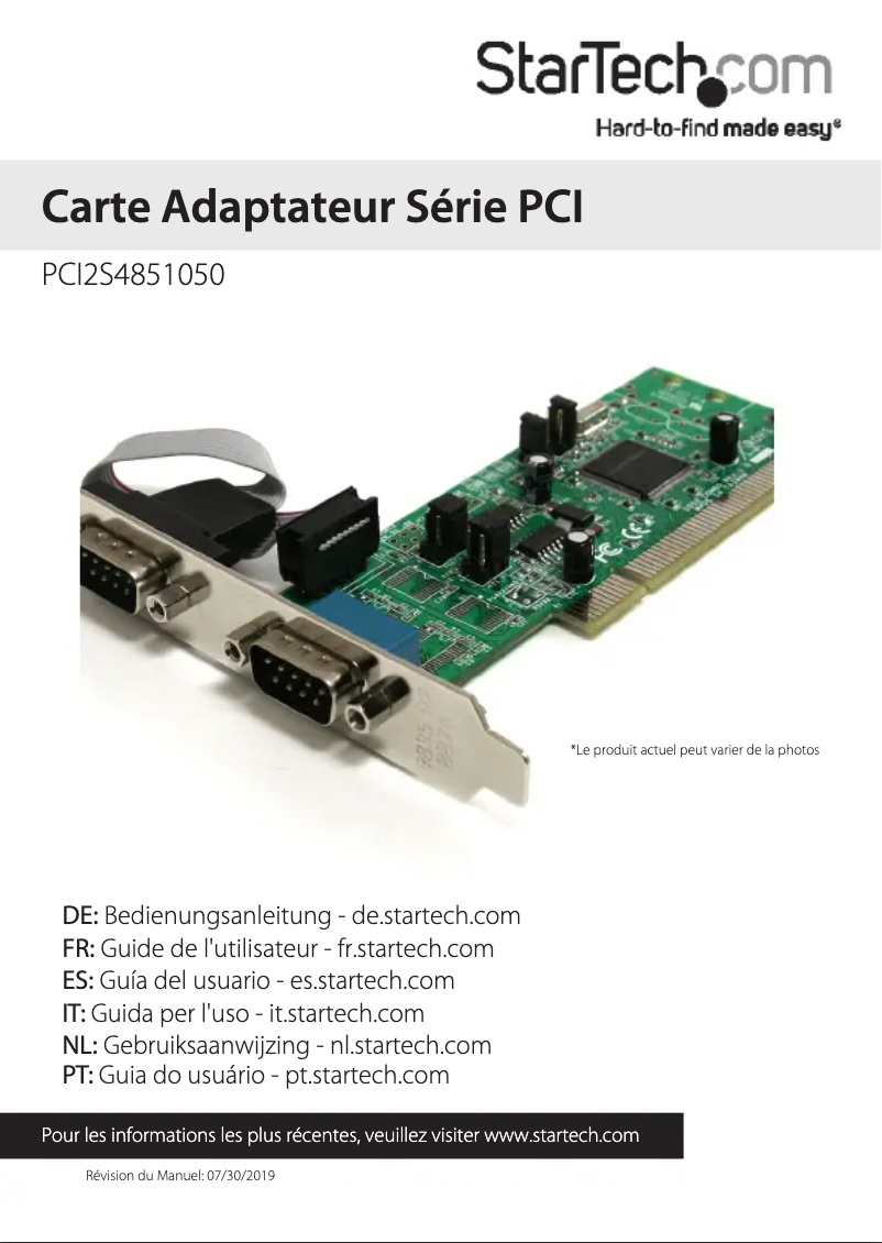 Page n°1 - Manuel utilisateur StarTech.com PCI2S4851050