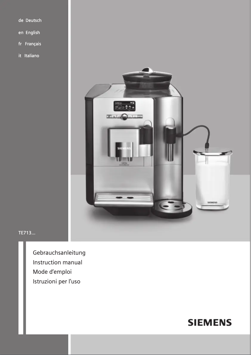 Page n°1 - Manuel utilisateur Siemens EQ.7 Plus aromaSense TE713501DE