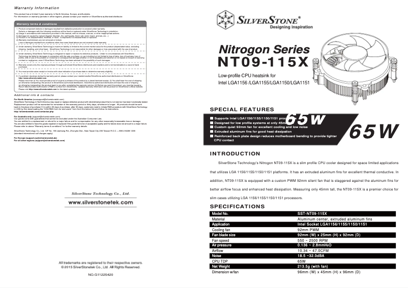 Image de la première page du manuel de l'appareil Nitrogon NT09-115X