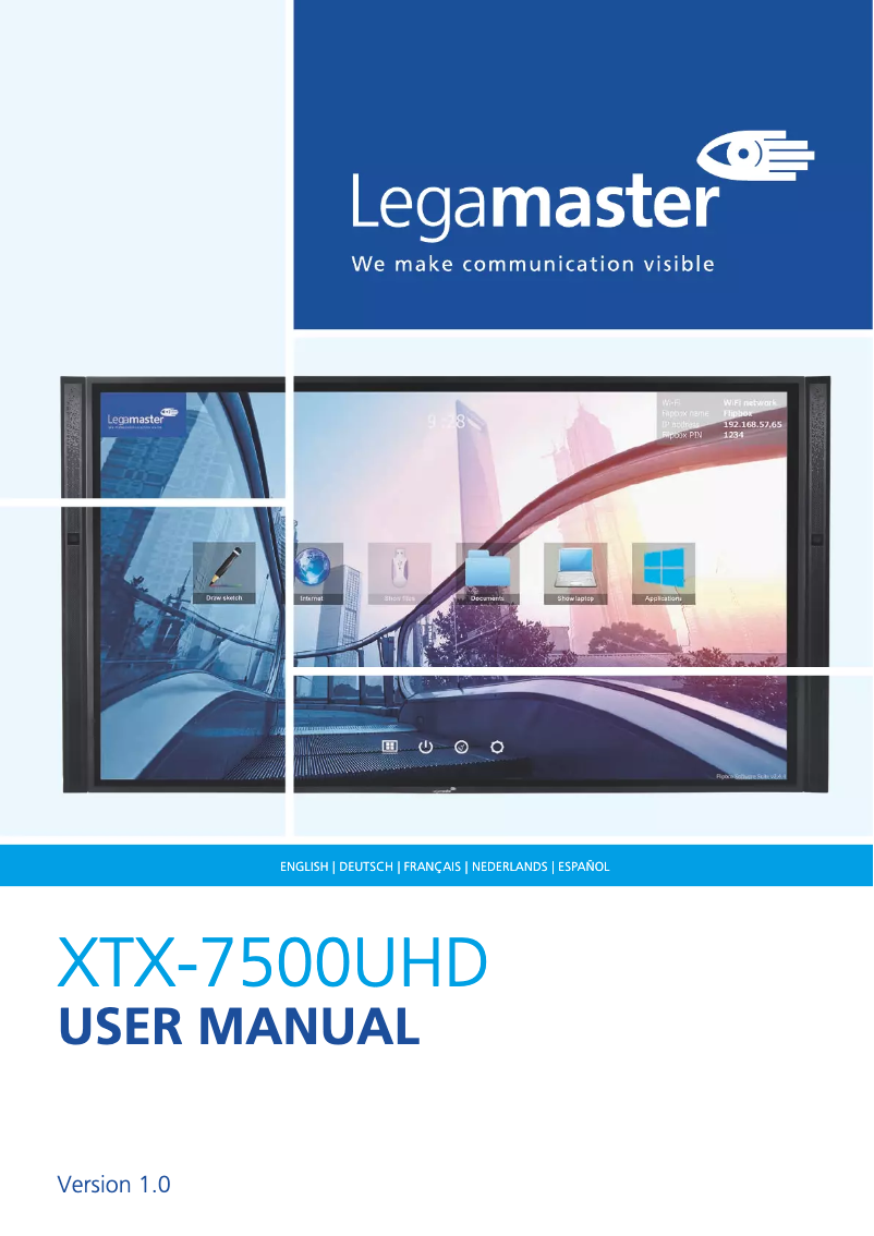 Page 1 de la notice Manuel utilisateur Legamaster XTX-7500UHD