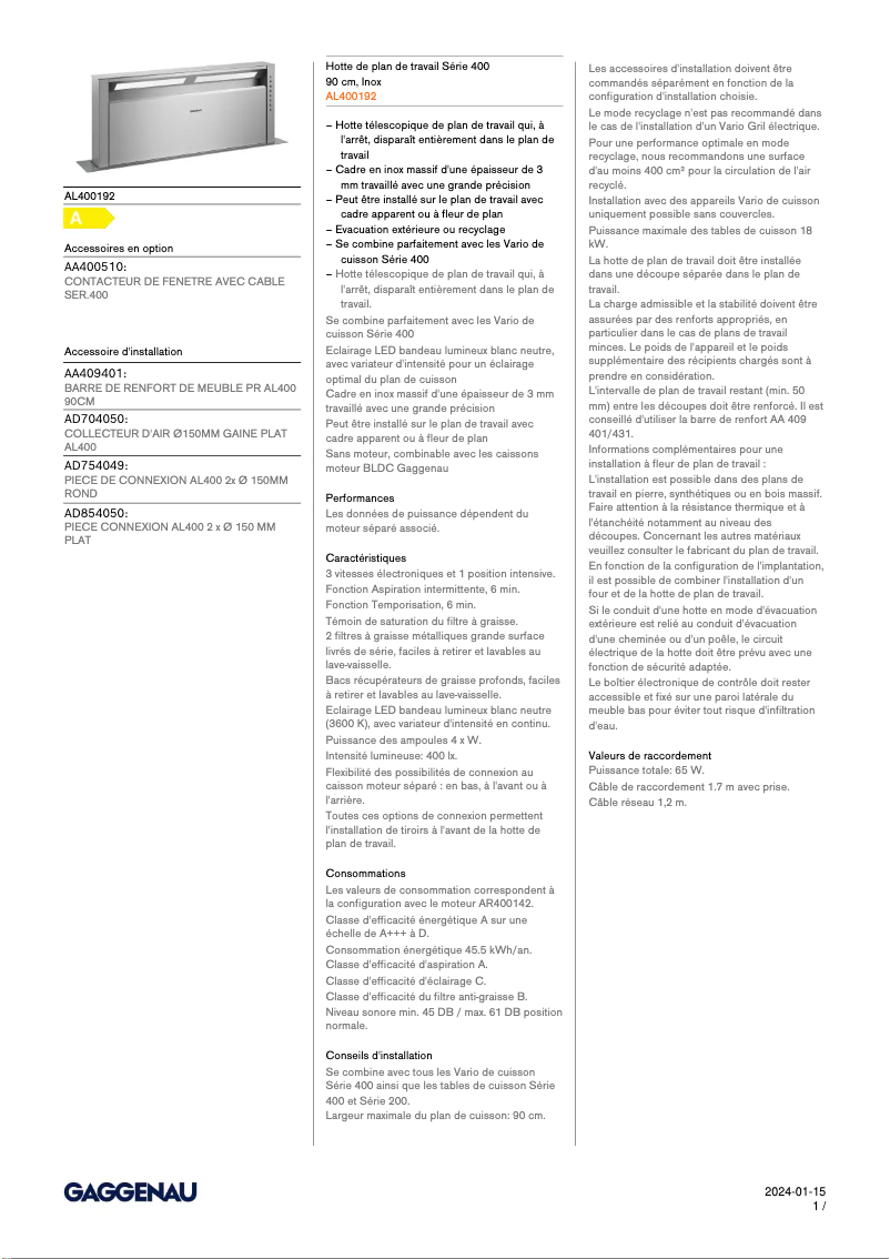 Image de la première page du manuel de l'appareil AL400192