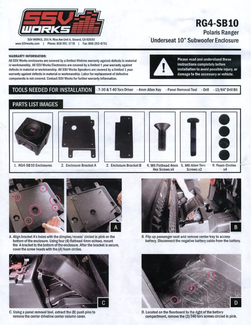 Page 1 de la notice Manuel utilisateur SSV Works RG4-SB10