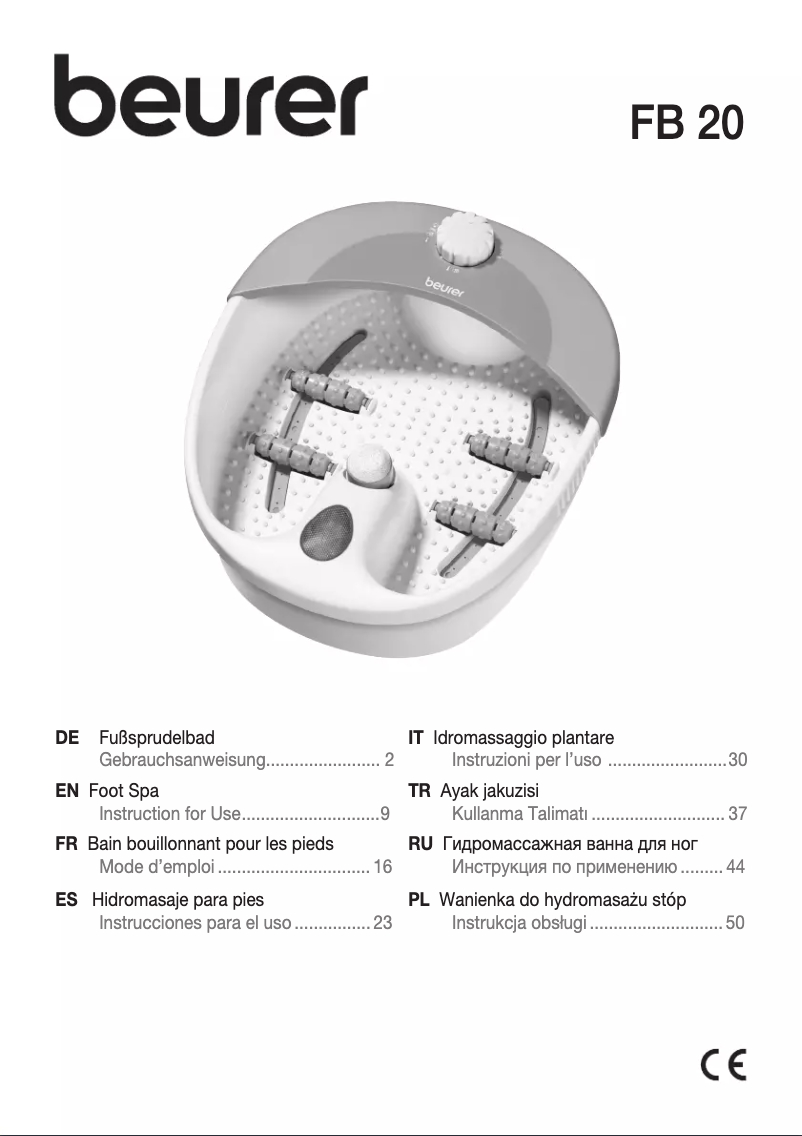 Page 1 de la notice Manuel utilisateur Beurer FB 20