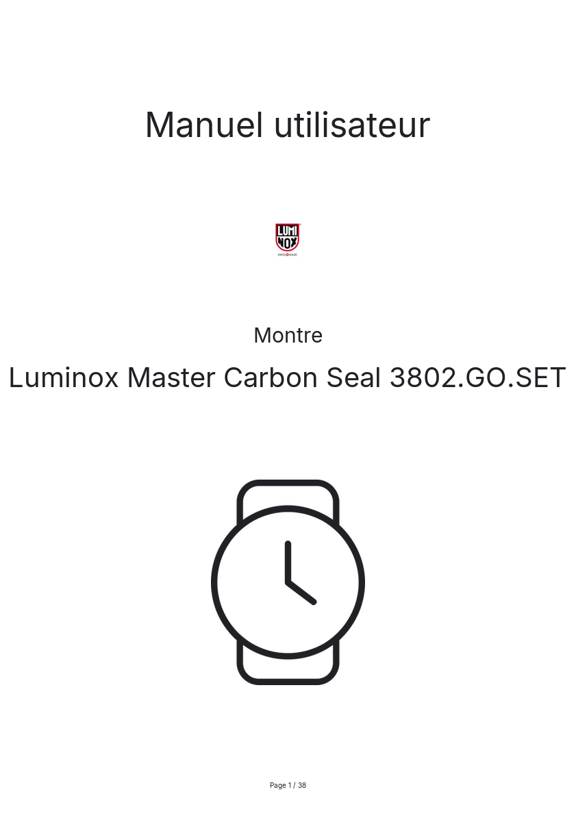 Page n°1 - Manuel utilisateur Luminox Master Carbon Seal 3802.GO.SET