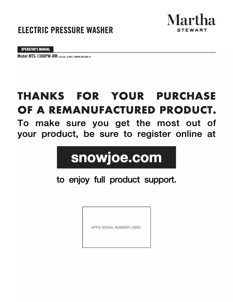 Image de la première page du manuel de l'appareil MTS-1300PW-RM