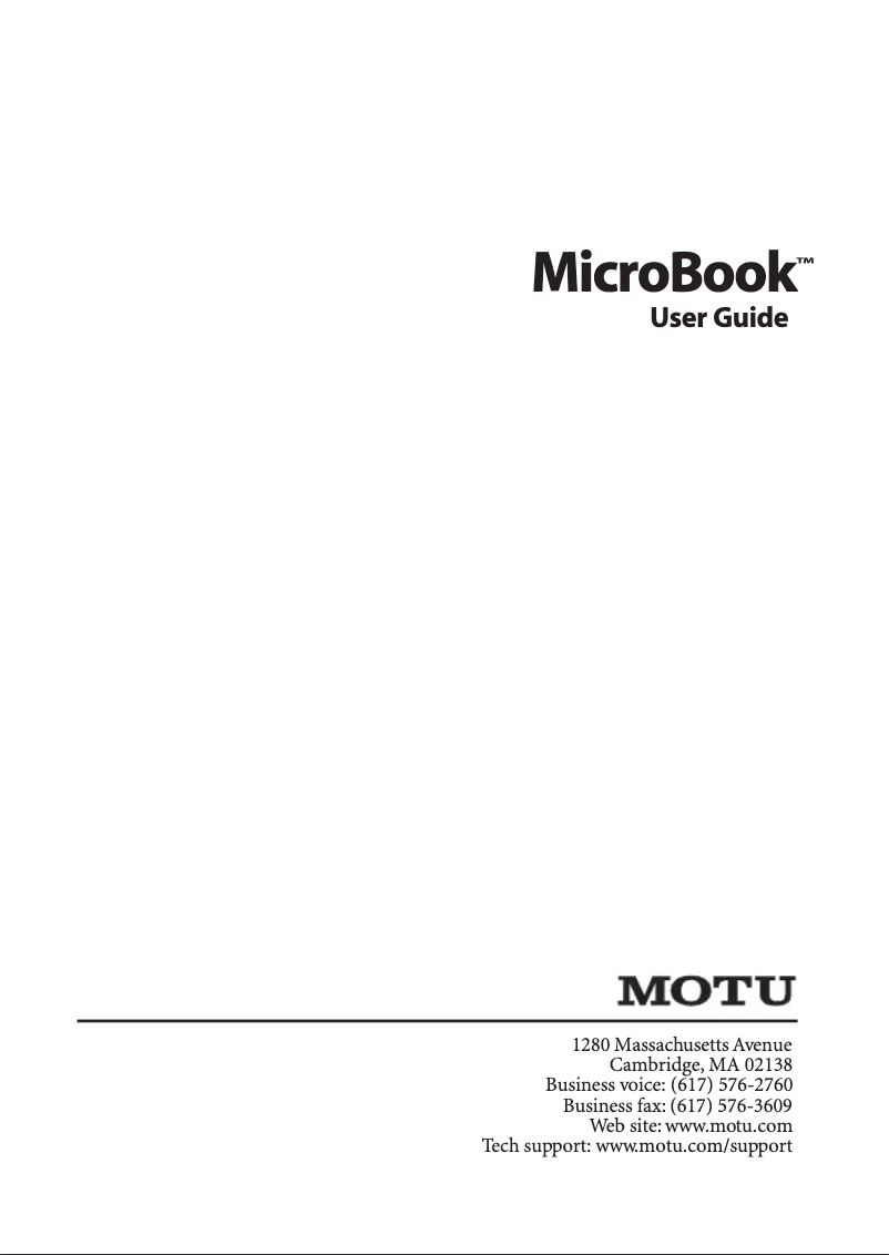 Page 1 of the manual User Manual Motu MicroBook