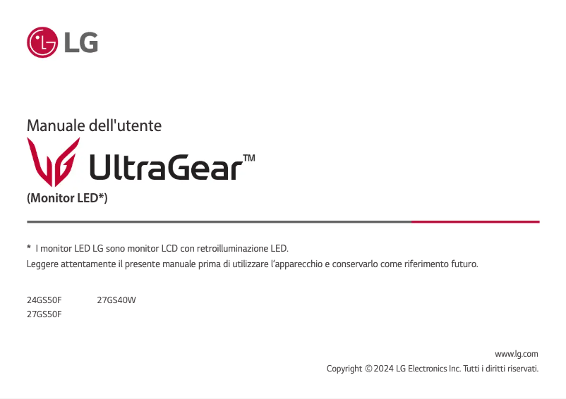 Page 1 de la notice Manuel utilisateur LG UltraGear 27GS50F