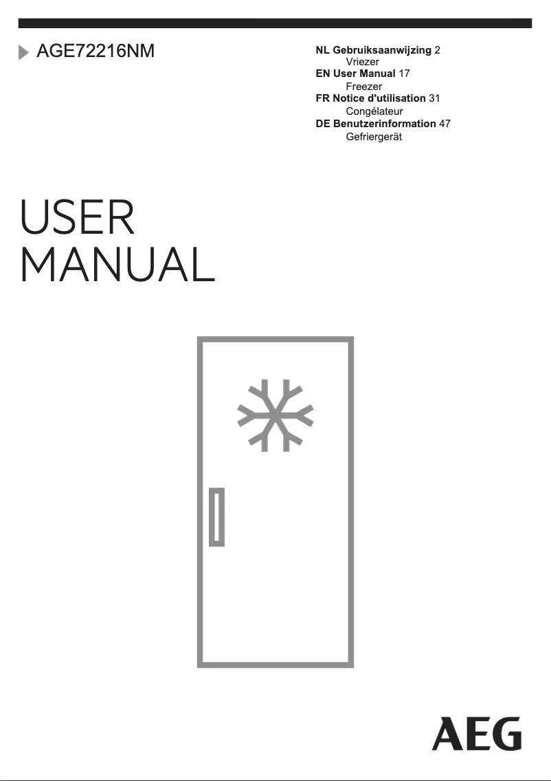 Page 1 de la notice Manuel utilisateur AEG RXE75411NM