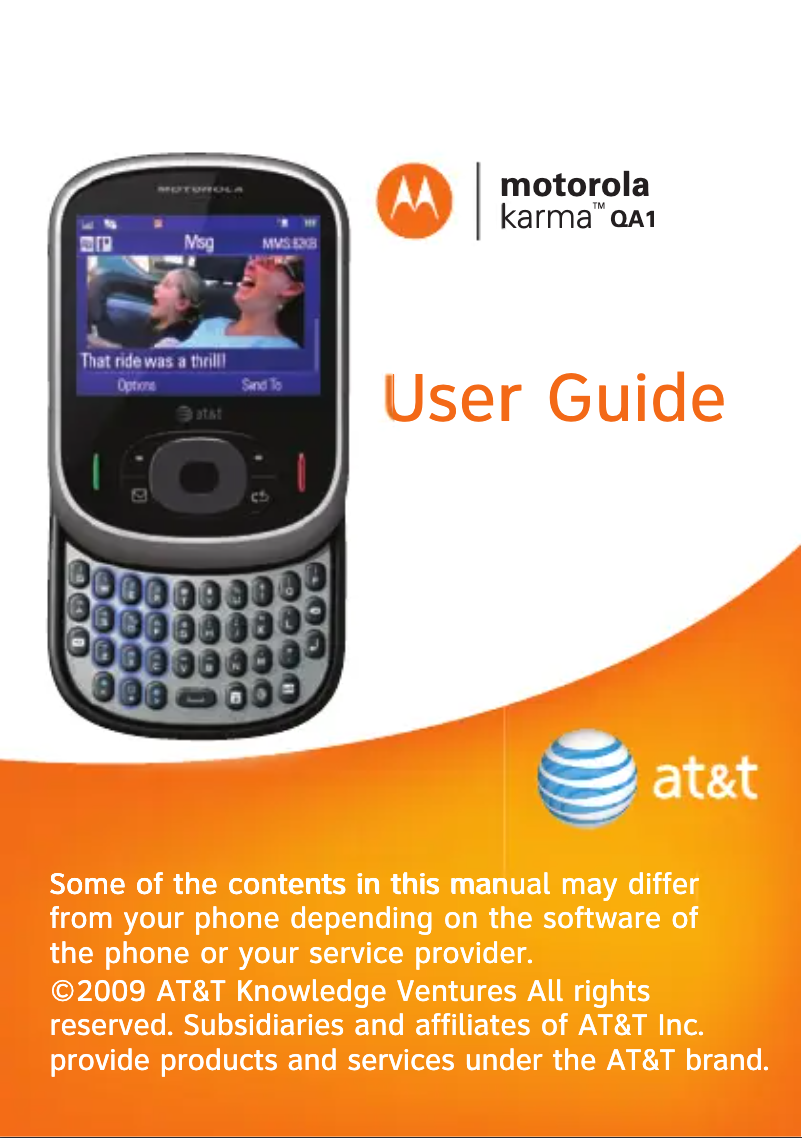 Image de la première page du manuel de l'appareil Moto QA1