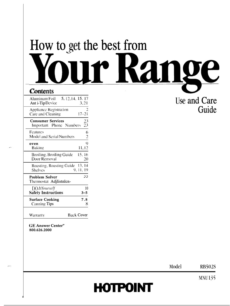 Page 1 of the manual Use and Maintenance Manual Hotpoint RB502SWH