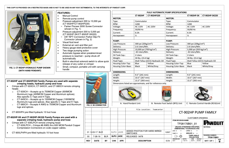 Page 1 de la notice Dessin technique Panduit CT-902HP