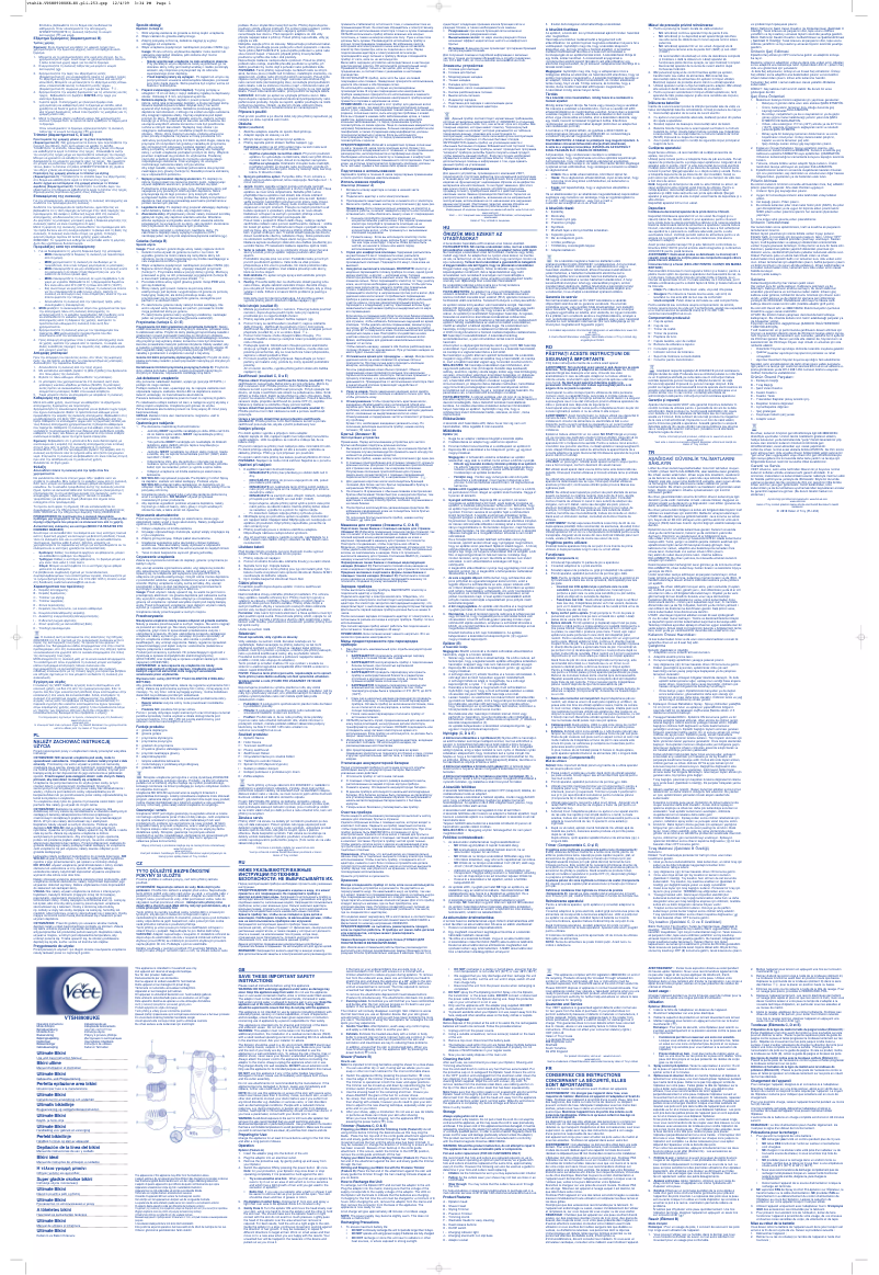Page n°1 - Manuel utilisateur Veet VTSH8908UKE