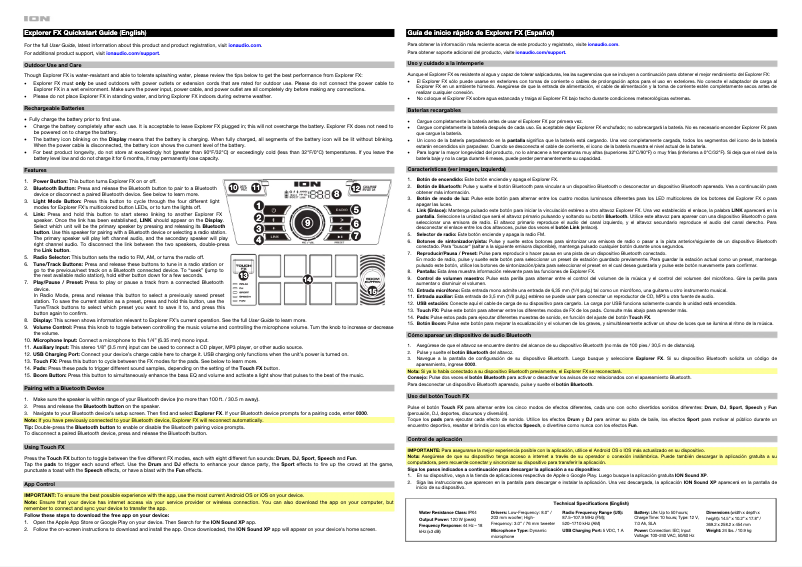 Page 1 de la notice Manuel utilisateur ION Explorer FX