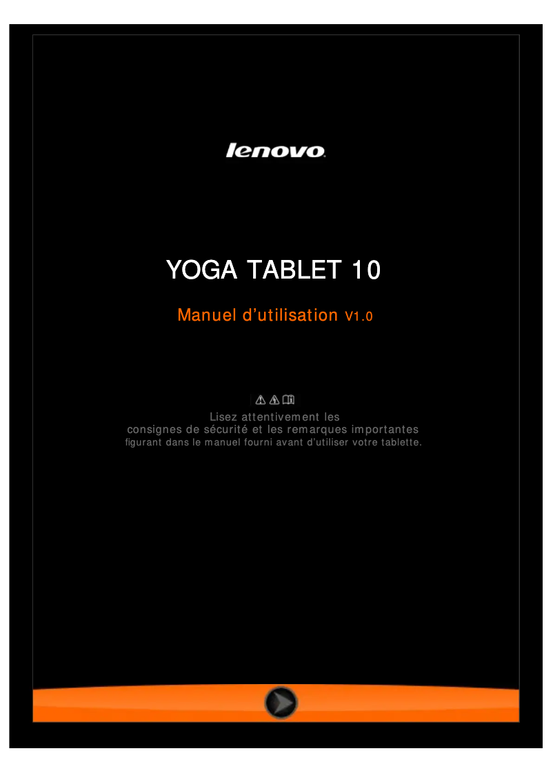 Page 1 de la notice Manuel utilisateur Lenovo Yoga Tab 10