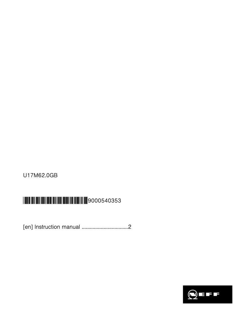 Page 1 de la notice Manuel utilisateur Neff U17M62S0GB