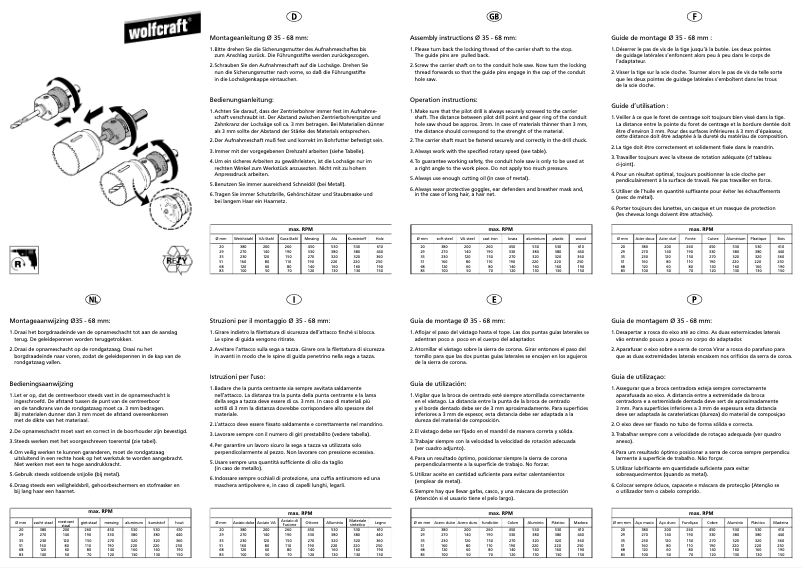 Page 1 de la notice Manuel utilisateur Wolfcraft 3492000