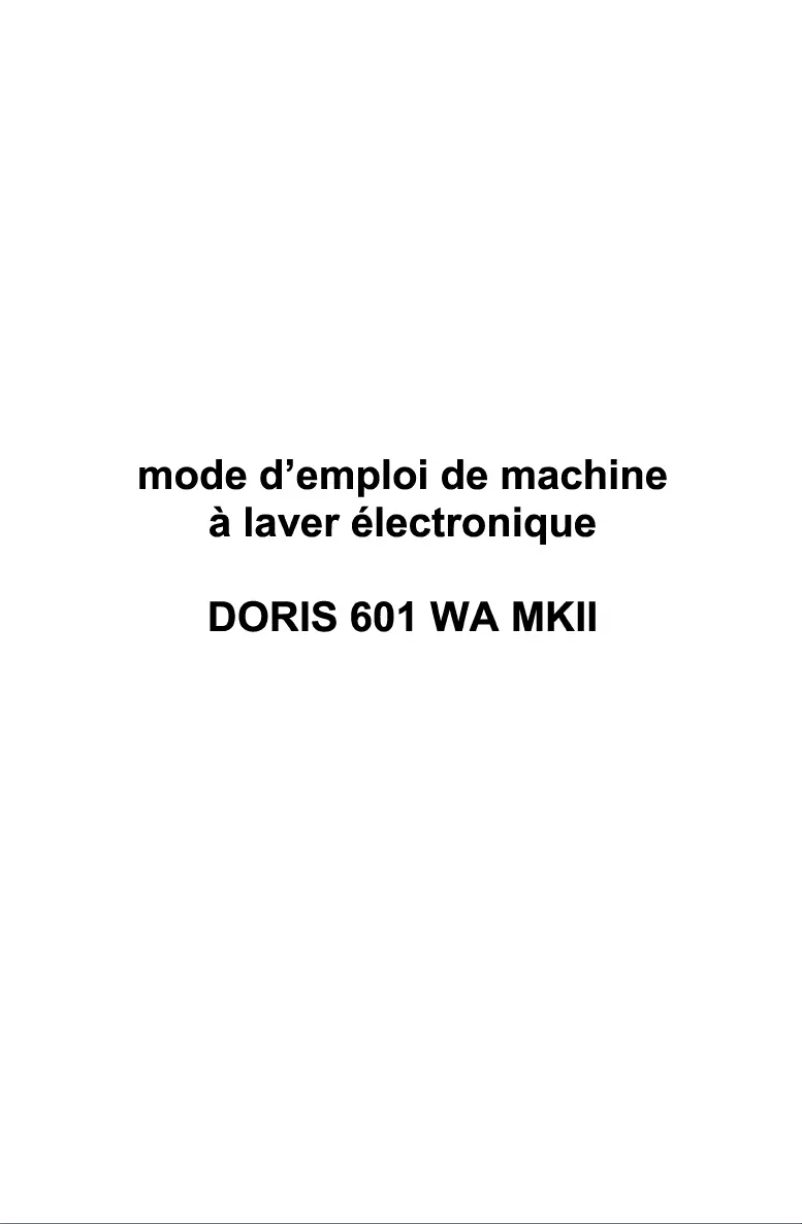 Page n°1 - Manuel utilisateur Waltham DORIS 601 WA MKII
