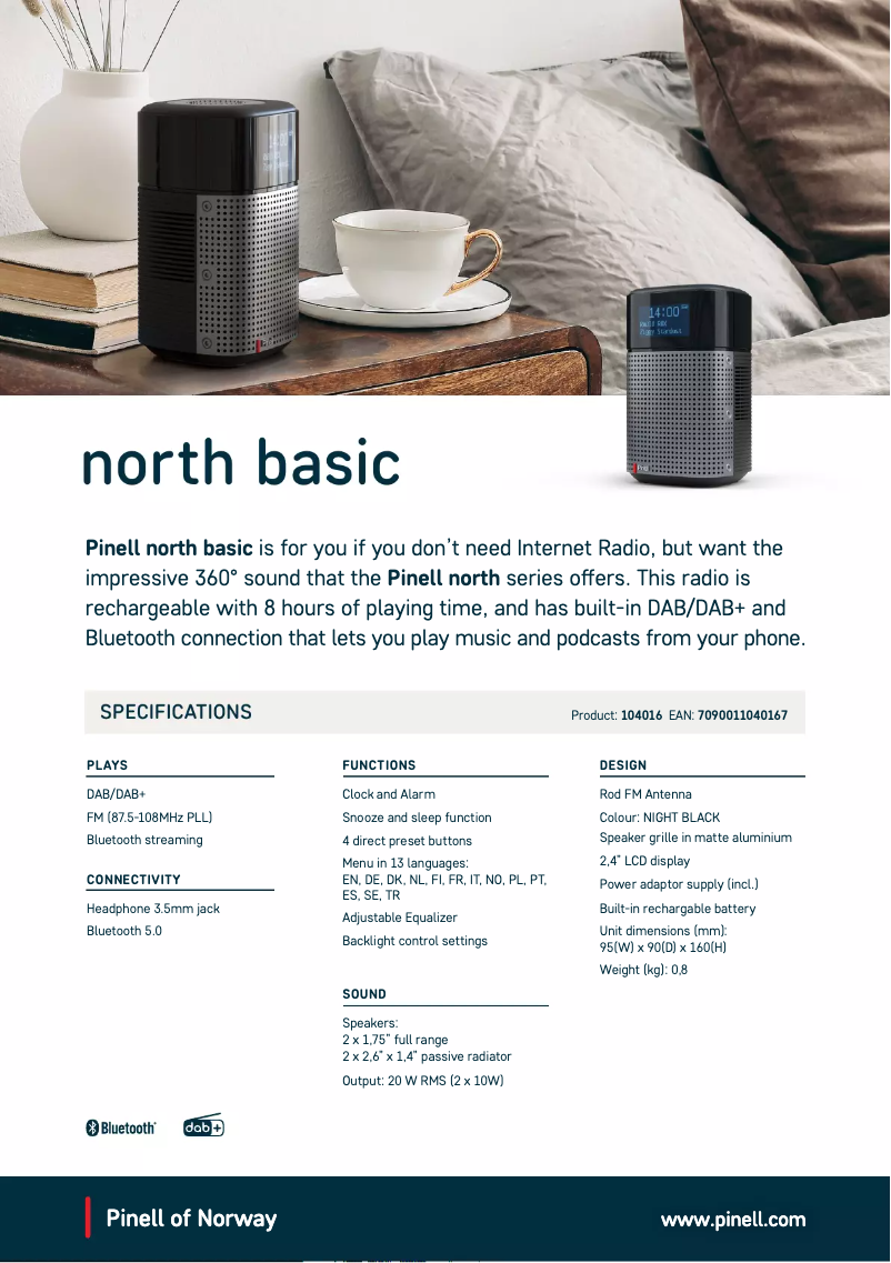 Page n°1 - Fiche technique Pinell North Basic