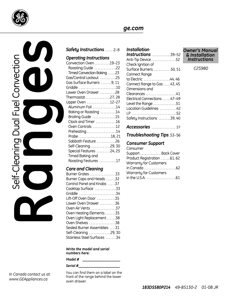 Página 1 del manual Guía de instalación GE Café C2S980SEMSS