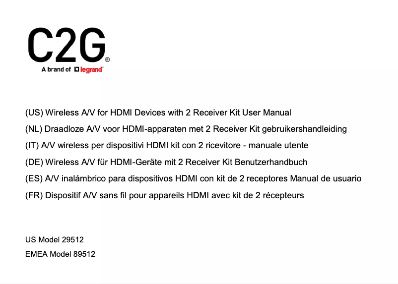 Page 1 de la notice Manuel utilisateur C2G 29512
