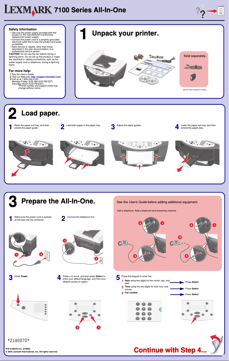 Page 1 de la notice Manuel utilisateur Lexmark X7170
