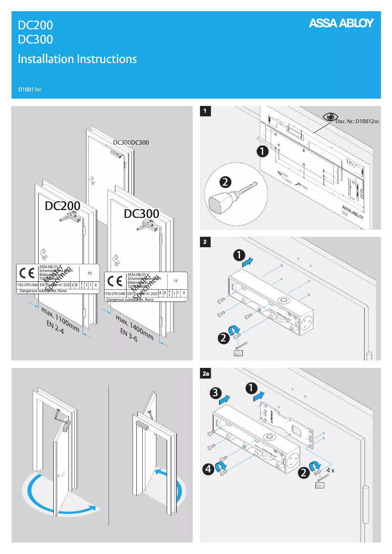 Page n°1 - Manuel utilisateur Assa Abloy DC300