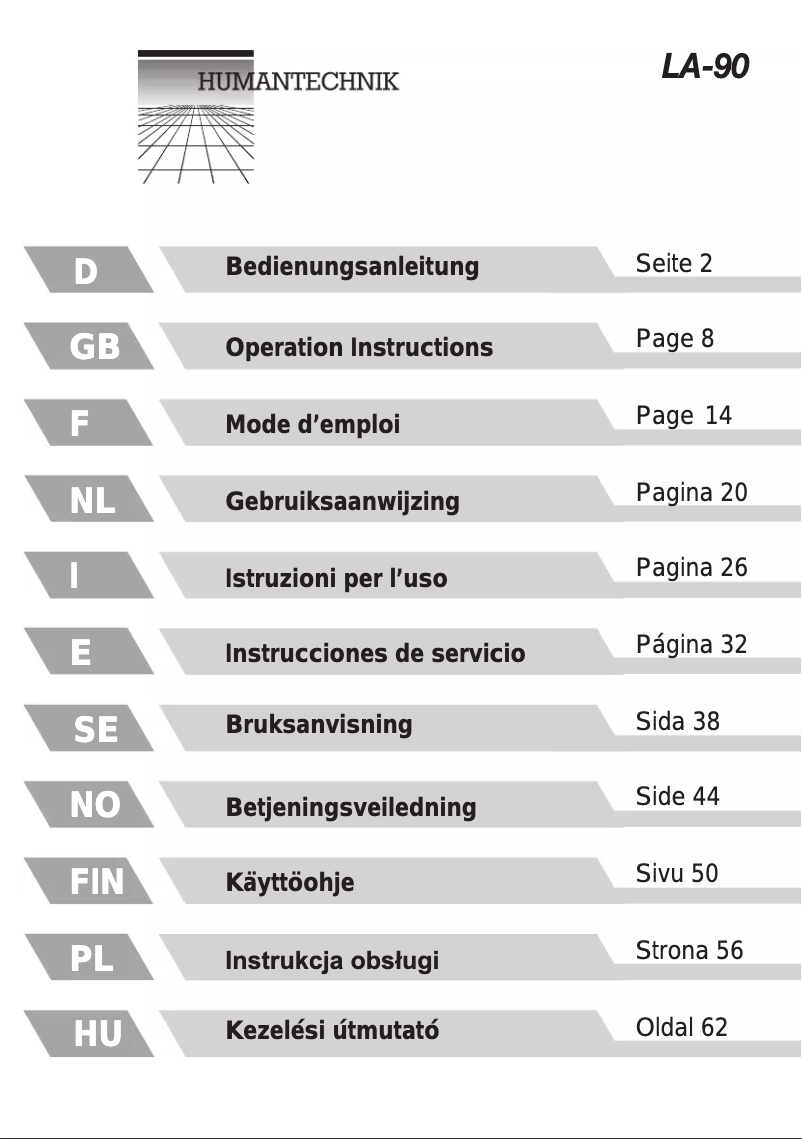 Page n°1 - Manuel utilisateur Humantechnik LA-90