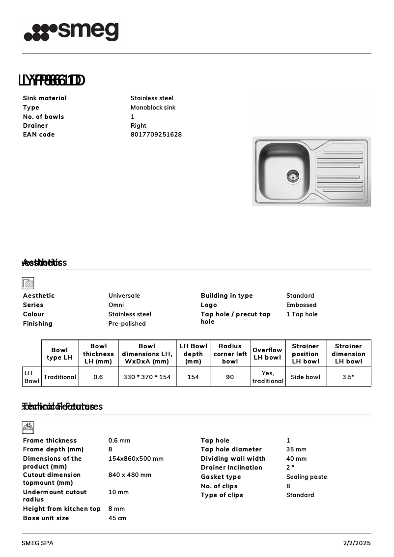 Page n°1 - Manuel utilisateur Smeg LYP861D