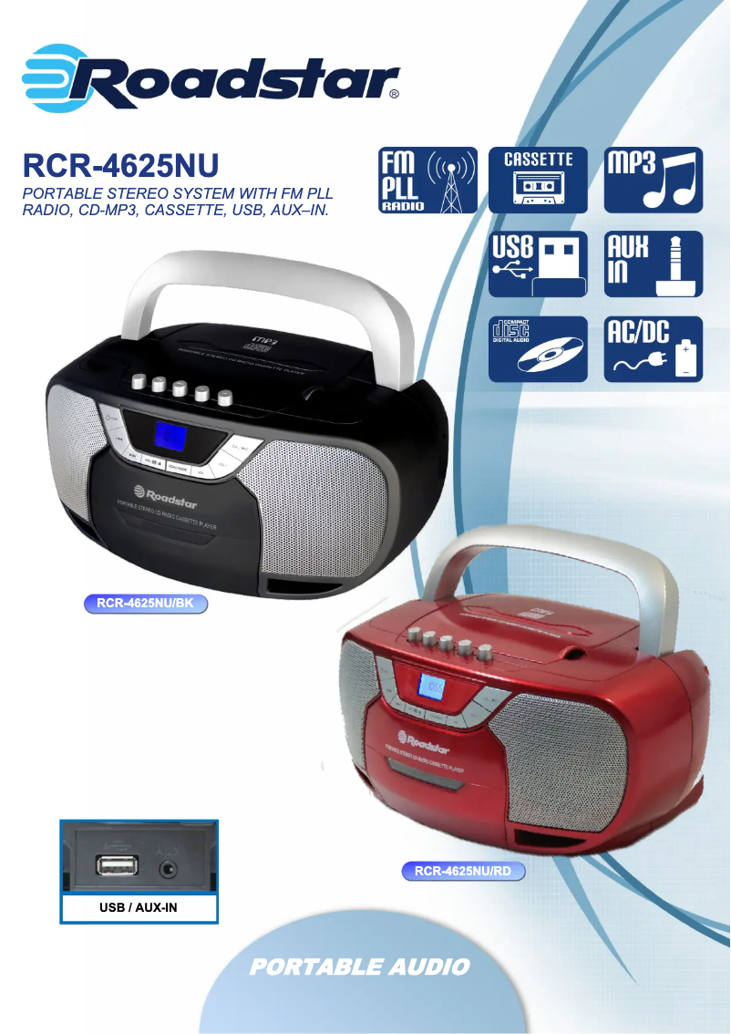 Page 1 de la notice Fiche technique Roadstar RCR-4625NU