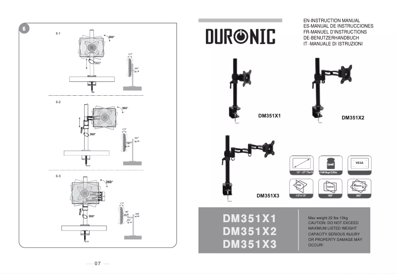 Page 1 de la notice Manuel utilisateur Duronic DM351X3