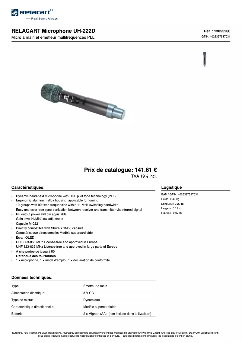 Image de la première page du manuel de l'appareil UH-222D