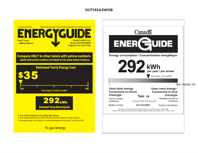 Page n°1 - Label énergétique Danby DCF145A3WDB
