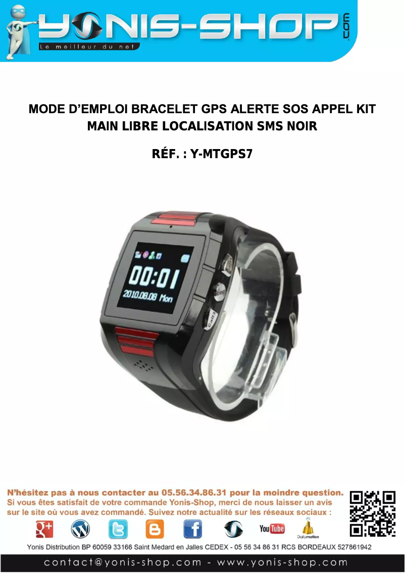 Page 1 de la notice Manuel utilisateur Yonis Y-MTGPS7
