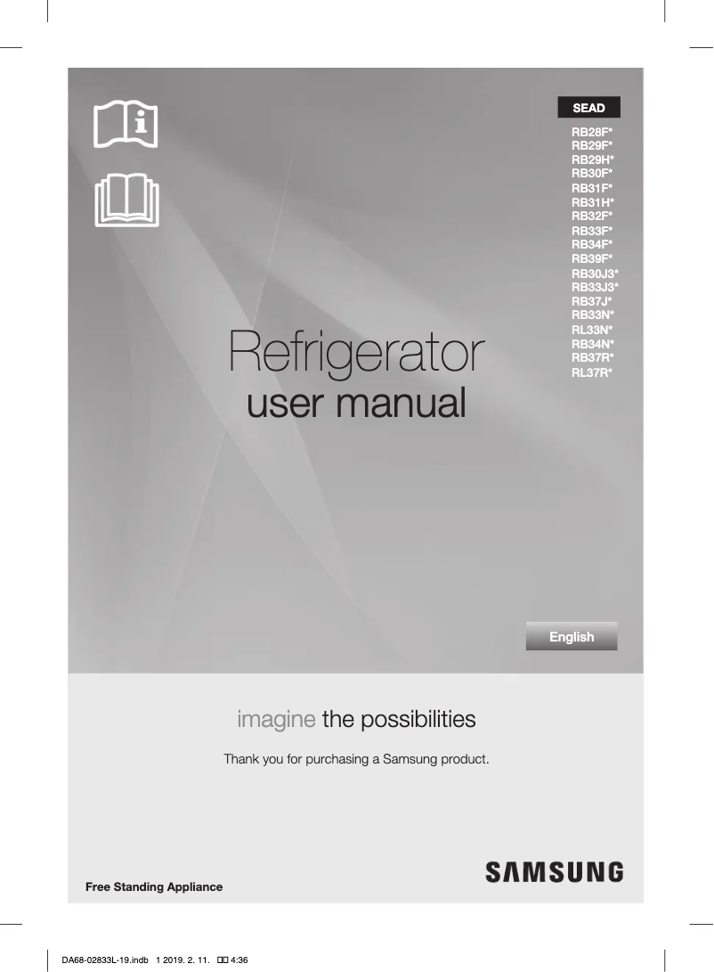 Page 1 de la notice Manuel utilisateur Samsung RB33N301NWW/EF