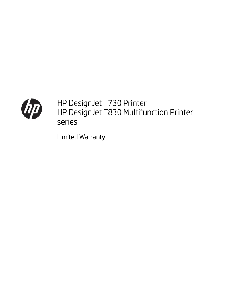 Page n°1 - Informations de garantie HP DesignJet T730