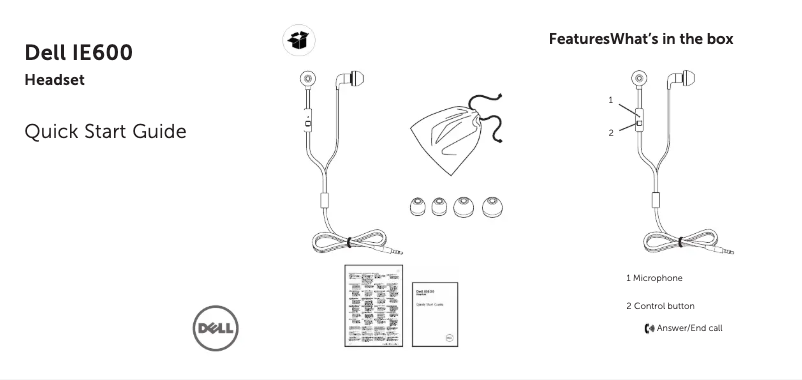 Page 1 de la notice Guide d'installation Dell IE600