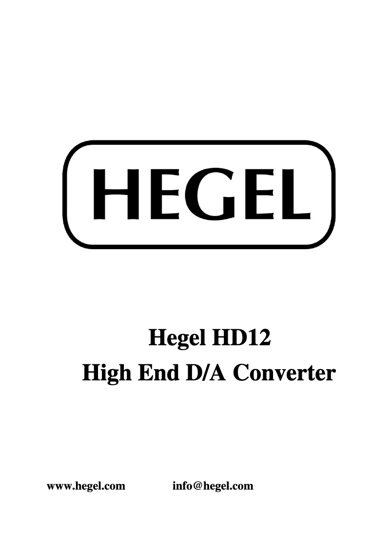 Page n°1 - Manuel utilisateur Hegel HD12