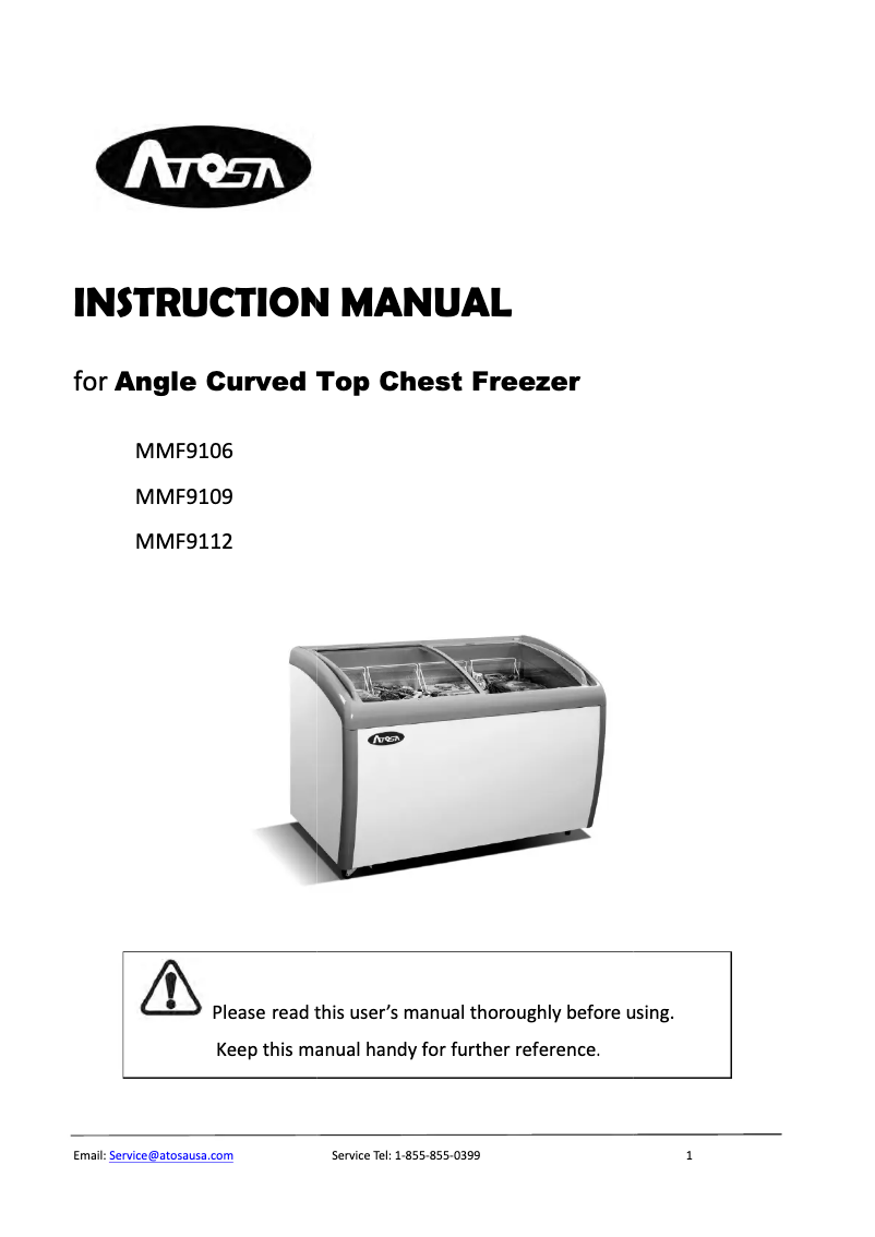 Página 1 del manual Guía de instalación Atosa Commercial MMF9112