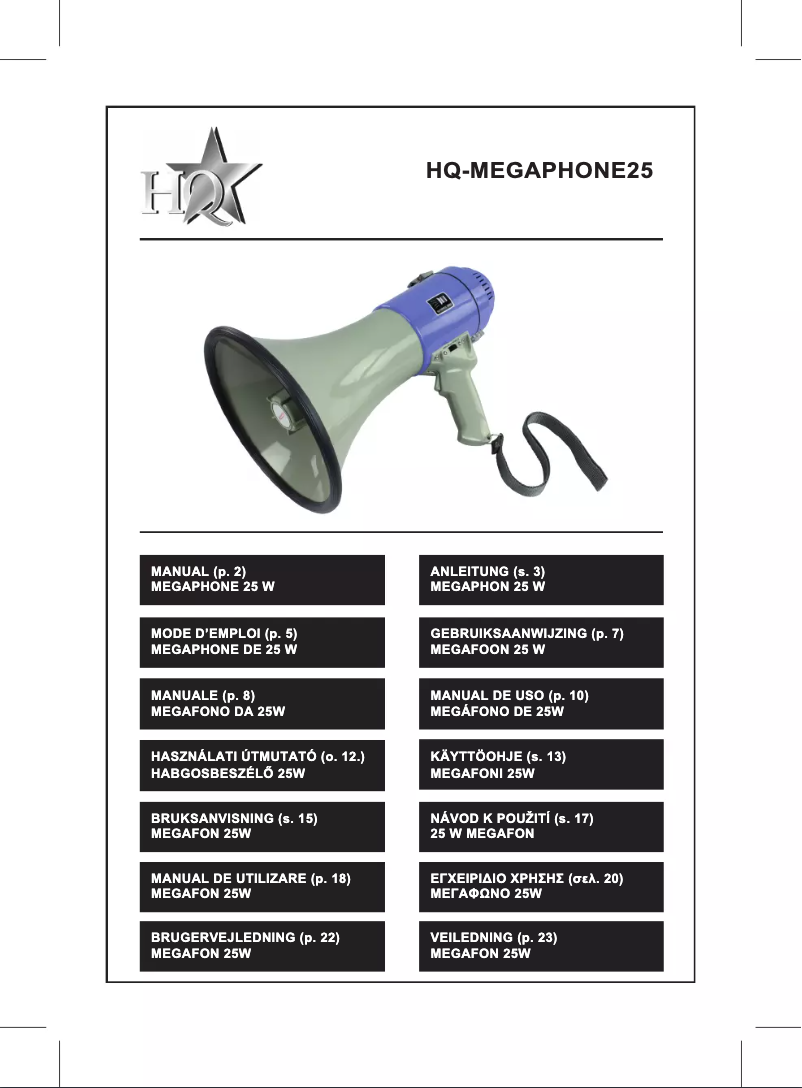 Page n°1 - Manuel utilisateur HQ MEGAPHONE25