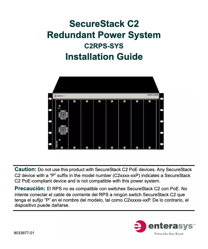 Page 1 de la notice Manuel utilisateur Enterasys SecureStack C2 Redundant Power System