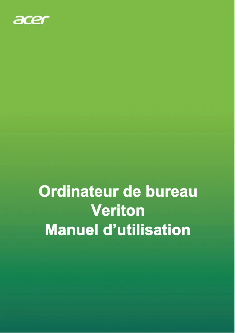 Page 1 de la notice Manuel utilisateur Acer Veriton M4670G