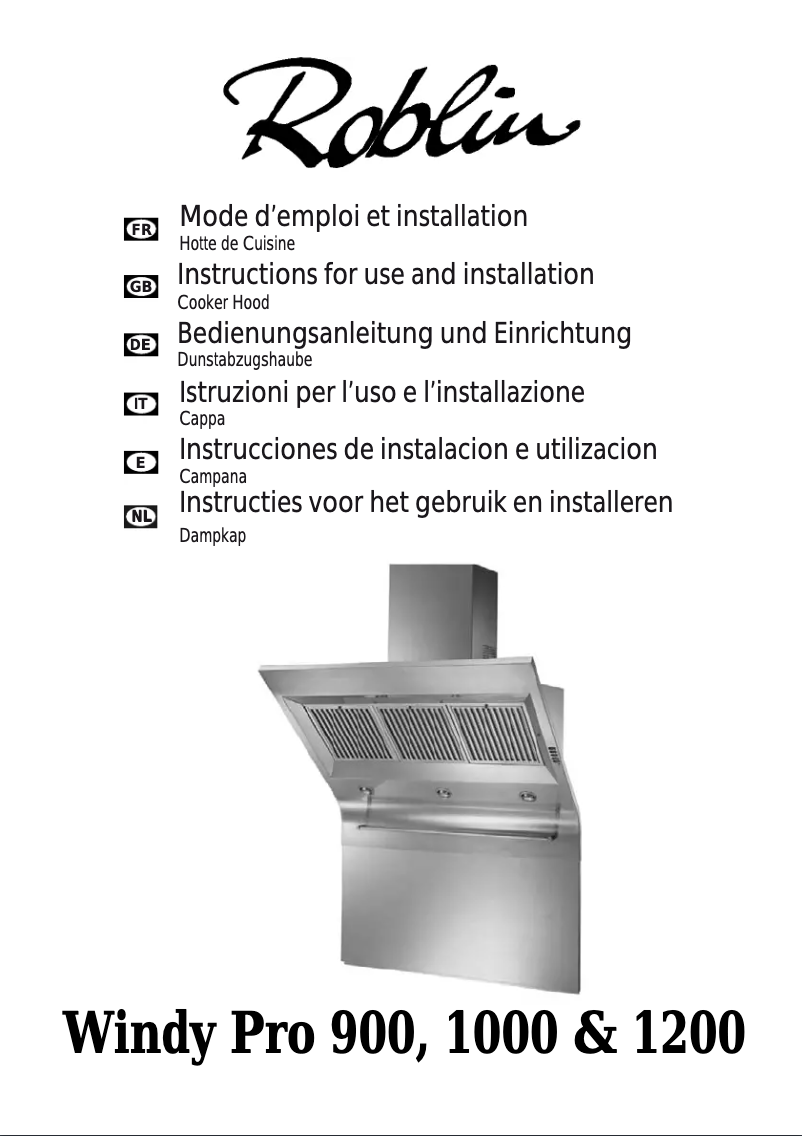 Page n°1 - Manuel utilisateur Roblin Windy Pro 1200
