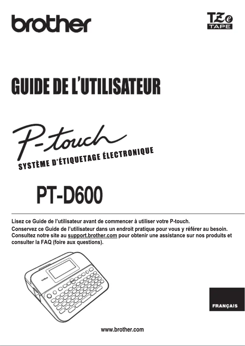 Page n°1 - Manuel utilisateur Brother P-Touch PT-D600