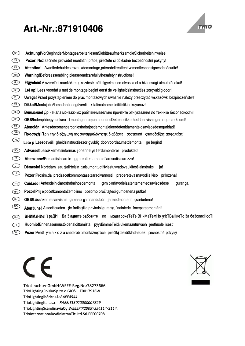 Image de la première page du manuel de l'appareil Paradox 871910406