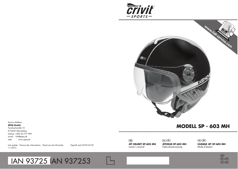 Page 1 de la notice Manuel utilisateur Crivit IAN 93727