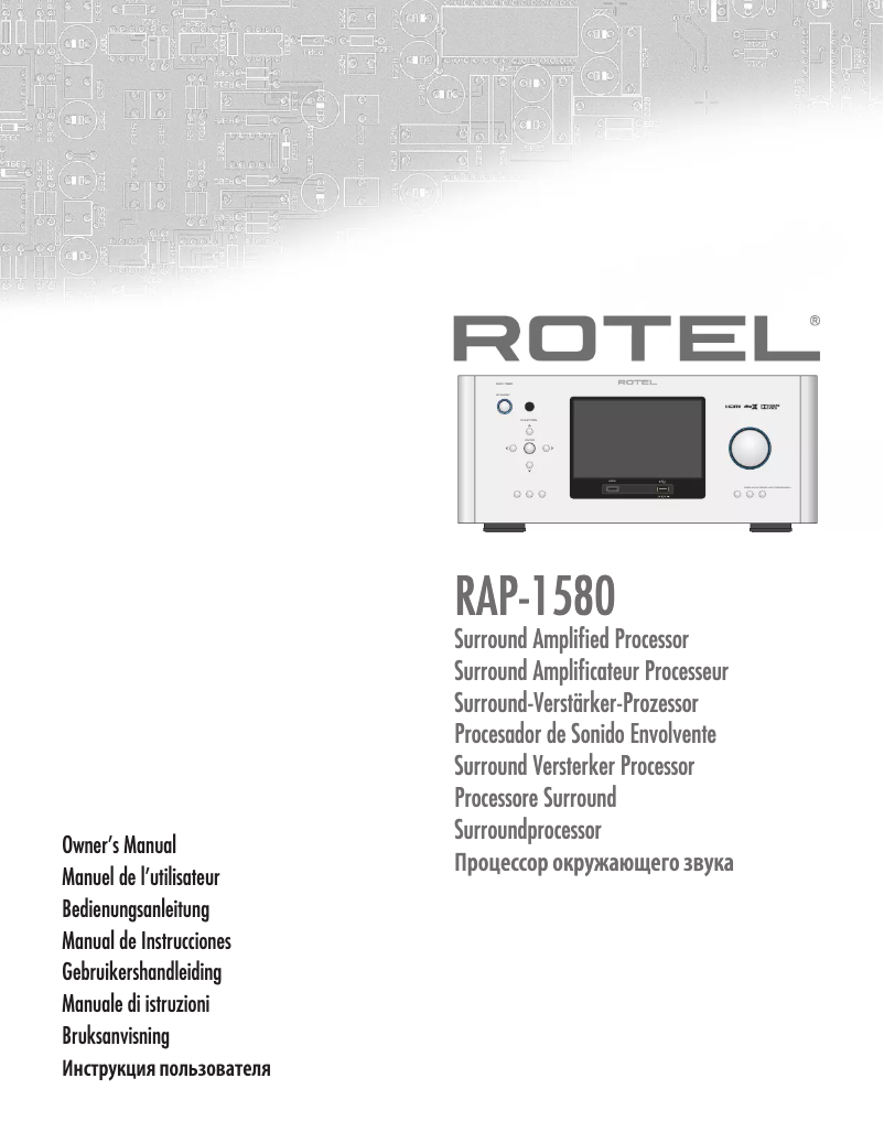 Page 1 of the manual User Manual Rotel RAP-1580