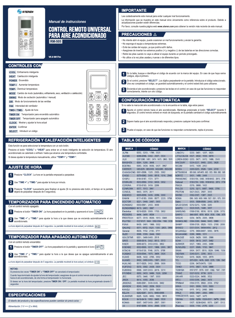 Page 1 de la notice Manuel utilisateur Steren RM-505