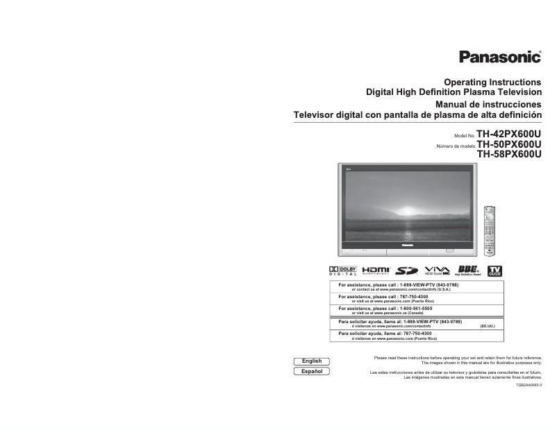 Imagen de la primera página del manual del dispositivo TH-58PX600U